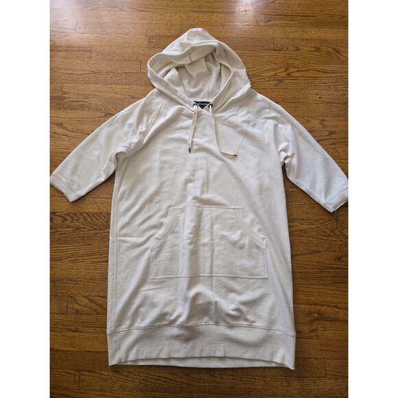 Norma Kamali Ivory Hooded Sweatshirt Dress Women’s Sz XL Cozy Soft - Picture 1 of 6